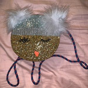 Jcrew crewcuts furry glitter side purse